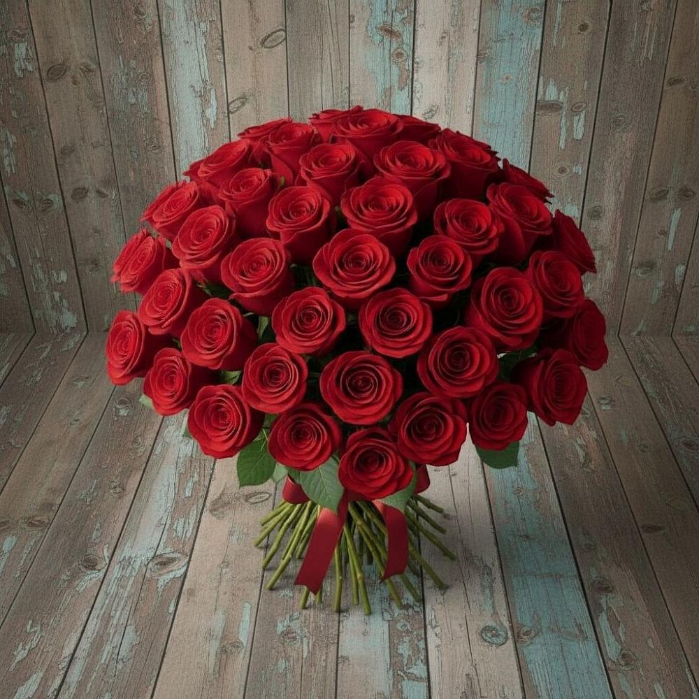 Букет 55 Красных роз Фридом в Форносово