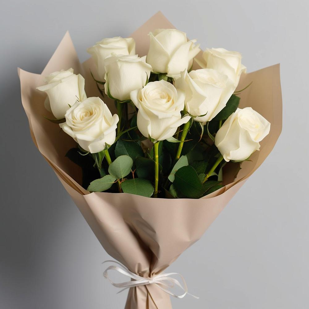 Букет 9 Белых роз Эдлесс Лав в Форносово