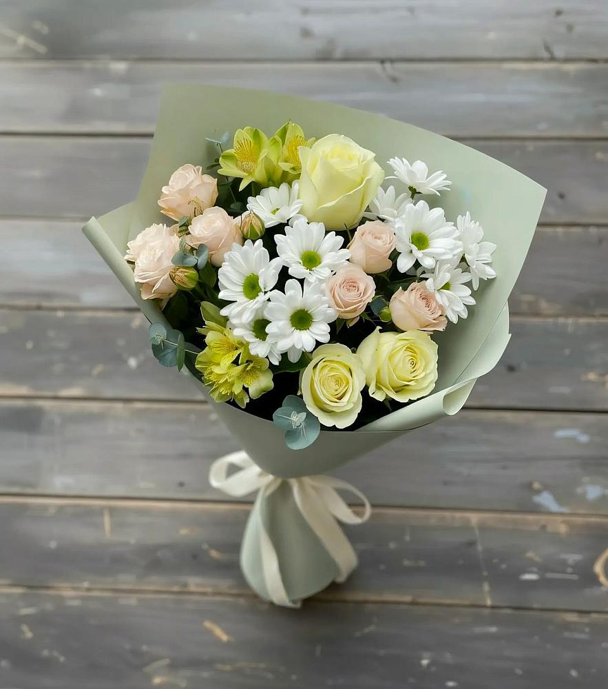 Букет цветов из: Альстромерии, Розы и Хризантемы в Форносово