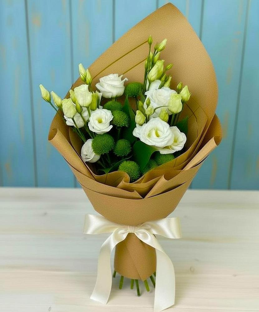 Букет цветов из: Хризантемы и Лизиантусы в Форносово