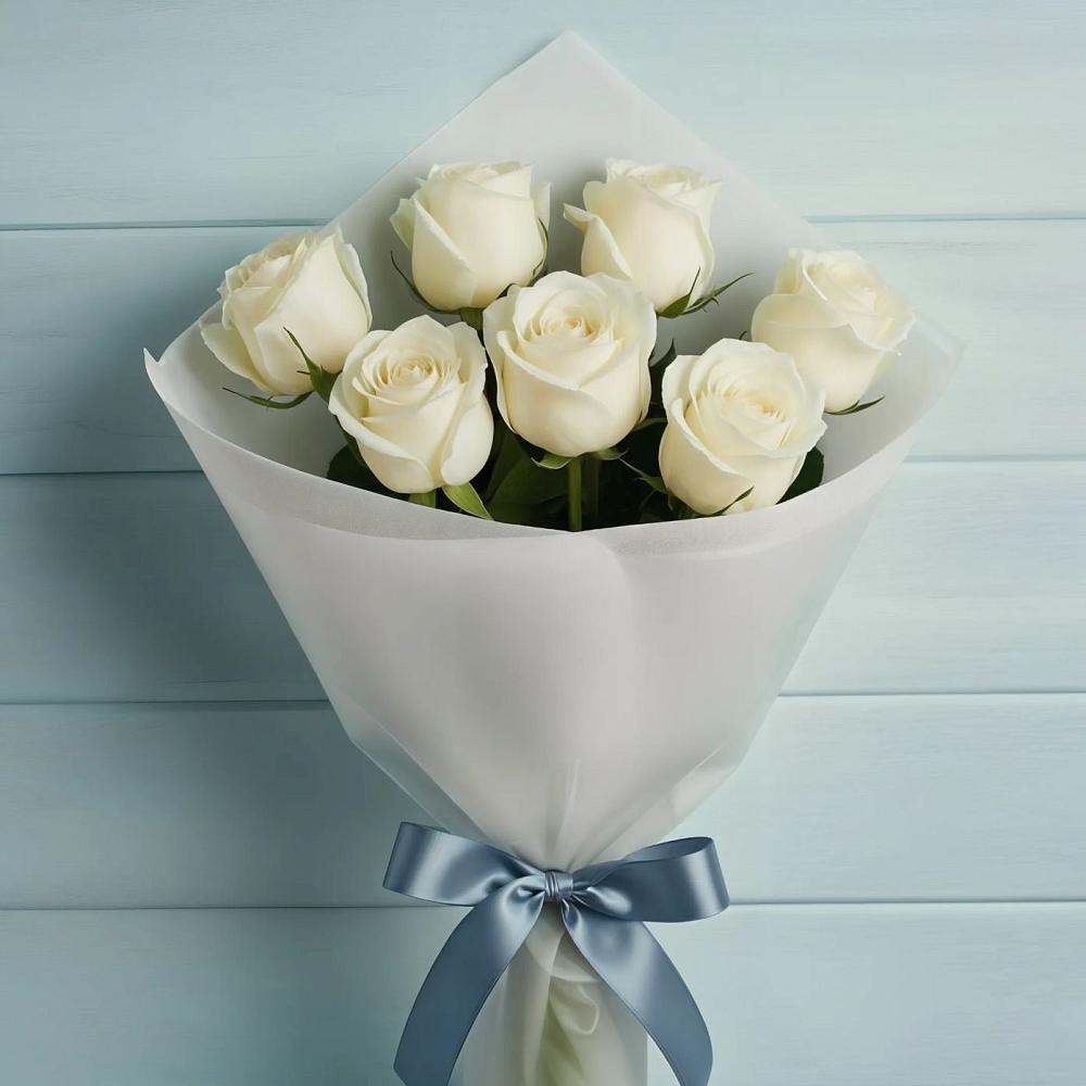 Букет 7 Белых роз Эдлесс Лав в Форносово